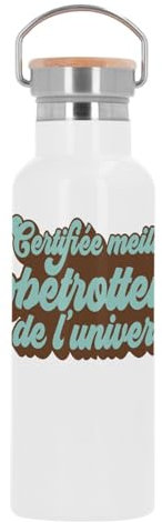 Borraccia termica in acciaio inox – certificata miglior globetrottrice dell'universo Travel Nature Wanderlust – 500 ml (17 once)