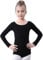 Soudittur Ballettanzug Mädchen Langarm, Kinder Ballett Trikot Baumwolle Ballett Body TanzBody Gymnastikanzug Turnanzug für Damen Größe 110-170 (Schwarz, 140)