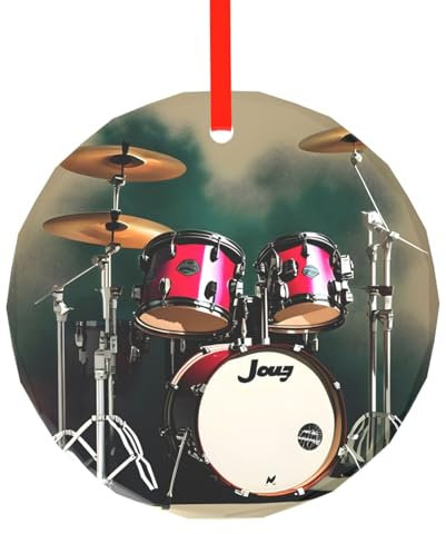 Jazz-Trommel-Druck, rund, Glas, Weihnachtsschmuck, Weihnachtsbaum-Anhänger