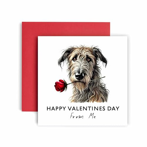 Huxters Valentines Card from the Dog – Irish Wolfhound - Happy Valentines to Dog Mum and Dog Dad – Dog Best Friend (Irish Wolfhound)