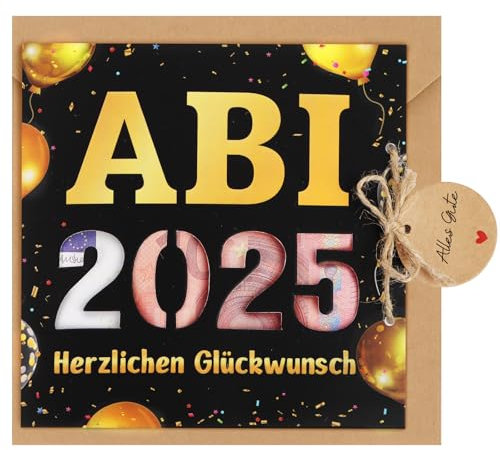BETESSIN Abitur 2025 Geschenke - ABI 2025 Glückwunschkarte mit Umschlag - Geldgeschenke Verpackung zum Abitur - Bestandene Prüfung Geschenk für Abiturienten