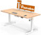 Flamaker Schreibtisch Höhenverstellbar Elektrisch 140 x 70 Höhenverstellbarer Schreibtisch Tischgestell 74-133cm mit Ganze Teleskop, Memory-Steuerung, USB-Buchse, Rollen, Häkche (Beige+Weiß)