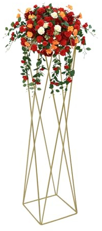Blumenständer Metall Hochzeit Mittelstücke Vasen Gold Rhombus Bodenvase Säule, Garten Blumen Ständer 16 * 14 * 65cm für Party Dekorationen
