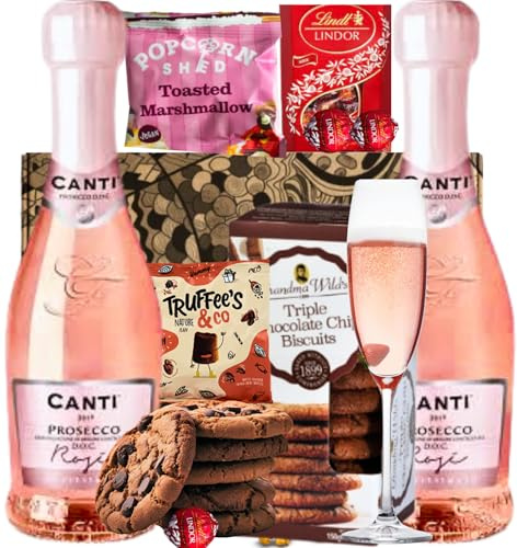 Ant & Chid Prosecco Gift Set, Rosé Wine with Chocolates, Nuts, Gourmet Popcorn, Biscuits