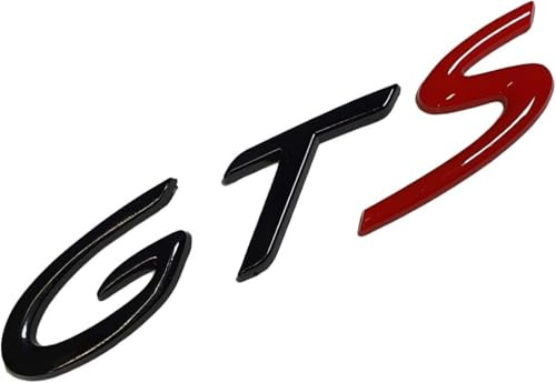 MCK Auto - GTS Schwarz Rot Glänzend Heck Kofferraum Logo Rückseitiges Abzeichen Emblem Tuning Modifikation für 911 Carrera Boxster Cayman Macan Cayenne Panamera