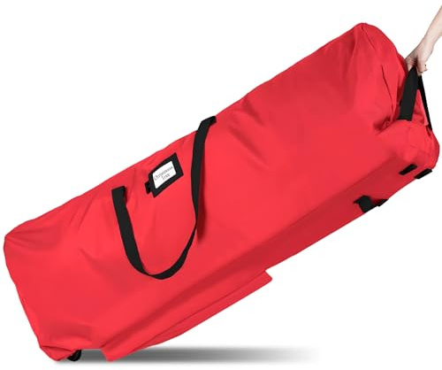 7FT Christmas Tree Storage Bag with Wheels, Large Xmas Tree Storage Bags, 600D Oxford Christmas Tree Storage Box with Side Pocket,Rolling Bag for Storage Christmas Tree,Decorations Lights