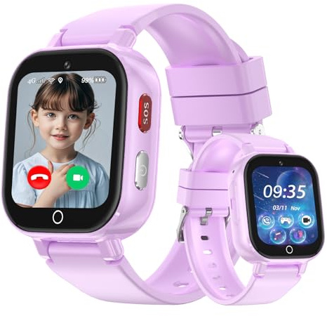 4G Reloj Inteligente para Niño, Smartwatch Teléfono para Niña con GPS, SOS, Videollamadas, Llamadas Bidireccionales, Llamadas voz,Juegos,WIFI,Modo Clase,Regalos de Reloj Inteligente para Niños y Niñas