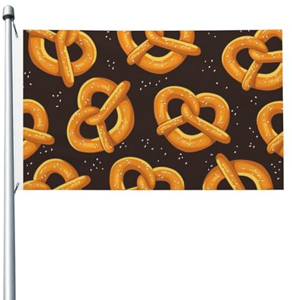Drapeau bretzel dessin animé 152 cm x 91 cm avec œillets, drapeau de jardin en polyester double face