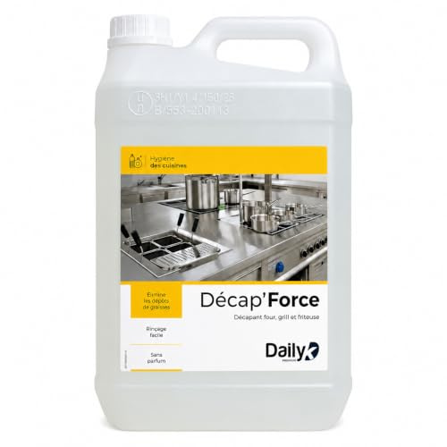 Daily K Décap'Force Décapant 5L Four Grill et Friteuse | Dégraissant Professionnel, Sans Parfum, Pour Graisses Carbonisées, Nettoyant Puissant pour Matériel de Cuisson