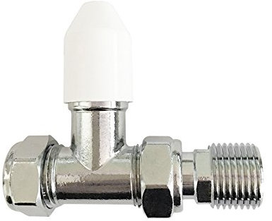 NRG-Radiator 15mm x ½ White & Chrome Towel Rail Straight Manual Radiator Valve Central Heating Taps