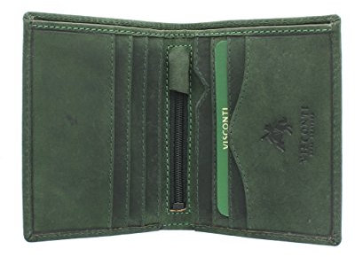 VISCONTI Hunter Compact Oiled Leather Arrow Wallet RFID Blocking 705 Oil Green