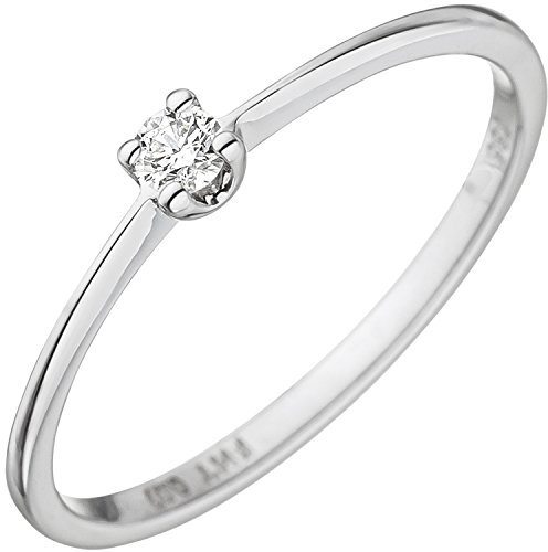 Jobo Damen-Ring schmal aus 14 Karat 585 Weißgold mit Diamant Größe 54