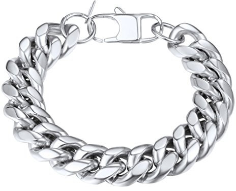 PROSTEEL 14mm Pulsera Hombre de Cadena Cubana de Acero Inoxidable 19cm