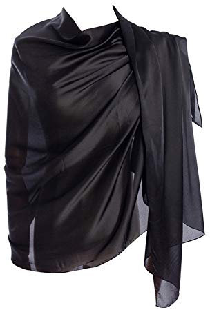 Cyzlland Damen cyzlann schals 100% seide lange leichte schals 71L*35W inch Schwarz
