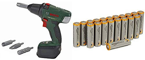 Klein - 8567 - Jeu d'imitation - Visseuse-dévisseuse à accu Bosch II & Amazon Basics Lot de 20 piles alcalines Type AA 1,5 V 2875 mAh (design variable)