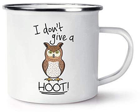 Owl I Don't Give A Hoot Retro Enamel Mug Cup