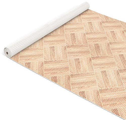 ANRO Für Bad Weichschaum Matte Antirutsch Badvorleger Badläufer Holz Parkett 500x130cm