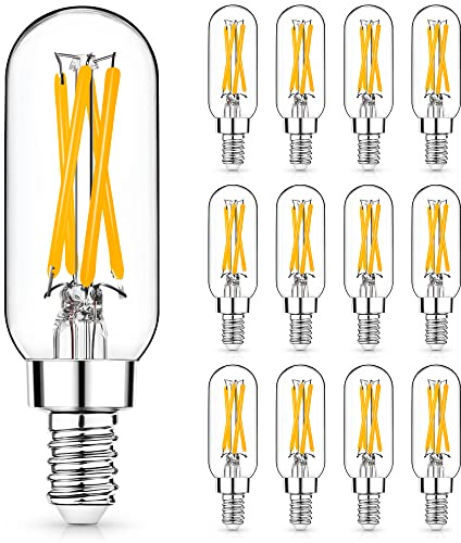 Mlambert 12 Pack E12 LED Edison Bulbs,4W Equal 40W e12 Candelabra Bulbs 2700K,Dimmable T6 T25 LED Bulbs,E12 Bulbs for Chandelier,not E26 Base