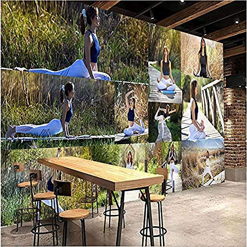 Outdoor Yoga Abstrakte Zeichenserie HD-Druck Kunst Wandmalerei Poster Großes Seidenwandbild für Kleidung Nagel wandpapier fototapete 3d effekt tapete tapeten Wohnzimmer Schlafzimmer-350cm×256cm