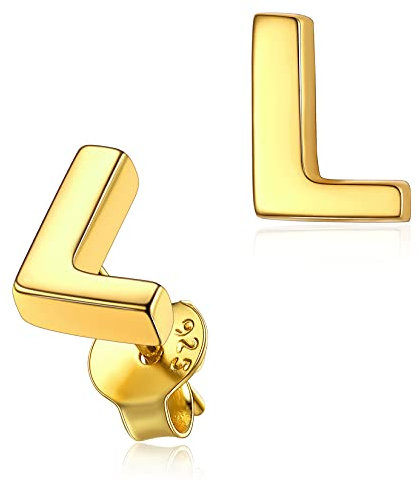 Silvora Buchstaben Ohrstecker für Damen Ohrringe 925 Silber Alphabet L 18K Vergoldet Name Initiale Ohrringe Damen Ohrringe für Damen Frauen Mädchen