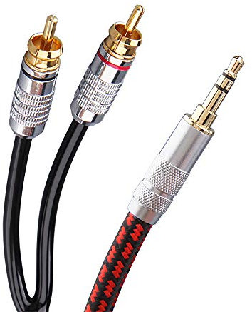 Primeda Audiophile Audio Auxiliary Cable 1m, 3.5mm Male to 2 RCA Male Stereo Y Splitter Adapter Cable for HDTV,Smartphone,Tablets, Speakers,Home Theater More