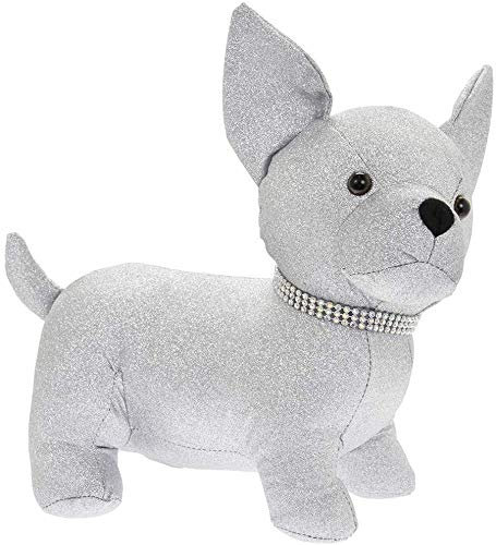 Assorted Doorstop Door Stop Stopper Filled Heavy Doorstop Faux Leather Novelty Wedge (Silver Chihuahua Doorstop)
