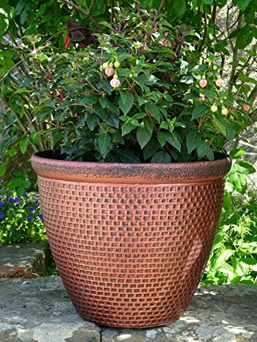 Anglo Eastern 30cm Large Plastic Round Cromarty Planter Antique Copper Plant Pot Cover
