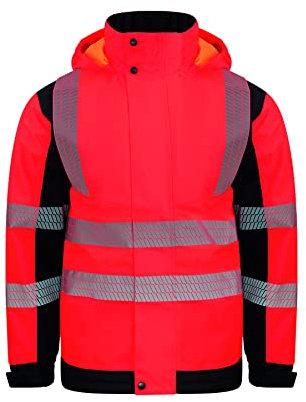 Korntex Hi-Vis Copenhagen Softshell Regen-Jacke (bedruckbar) - Wasserdichte Warnschutz-Arbeitsjacke rot XXL