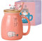 SHENDONG Cat Mug Cute Ceramic Coffee Cup with Kawaii Cat Wooden Lid and Lovely Stainless Steel Spoon Novelty Morning Cup Coffee Milk Tea Mugs - 3D Animal Cat Mugs for Cat Lovers Women Gifts(Pink)