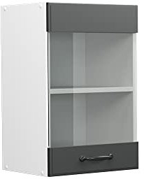 Vicco Küchenglasschrank R-Line, Anthrazit Landhaus/Weiß, 40 cm