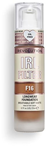 Revolution Beauty London IRL Filter, Longwear Foundation, Medium to Full Coverage, Matte Finish, 16 Hour Wear, F16, 23ml