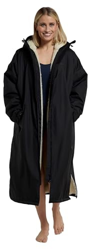 Mountain Warehouse Tidal Womens Waterproof Changing Robe - IsoTherm & UPF 50+ Windproof Ladies Poncho with Taped Seams - Spring Summer, Wet Weather & Swimming Black (01) XL
