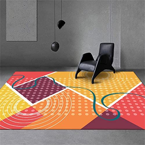Tapetes Entradas Recibidores Alfombra Cuarto De Niños Sala De Estar Durable Antideslizante Libre De Olores Amarillo Rojo Geométrico Alfombra Cocina Lavable 80X160cm