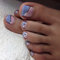 RUNRAYAY Pink & Blue Press On Toenail with Splicing Design, Fake Toe Nails Press Ons Full Cover Artificial Foot Nails for Nail Salons and DIY Nail Art Summer 24Pcs