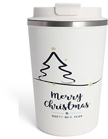 Artlive Coffee Cup, Travel Mug 380ml Insulated & Double Wall Reusable Travel Cup - Thermal Stainless Steel Eco-Friendly with Lid - Hot & Cold Coffee Mug (Christmas2, 380 ml)