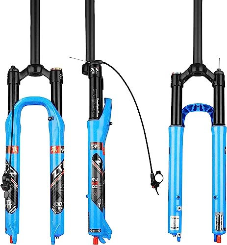 ZTZ Forcella ammortizzata ad aria MTB, adatta per mountain bike da 26/27,5/29, corsa 120 mm, regolazione rimbalzo, QR 9 mm, blocco manuale/remoto, forcella anteriore per mountain bike XC/AM,