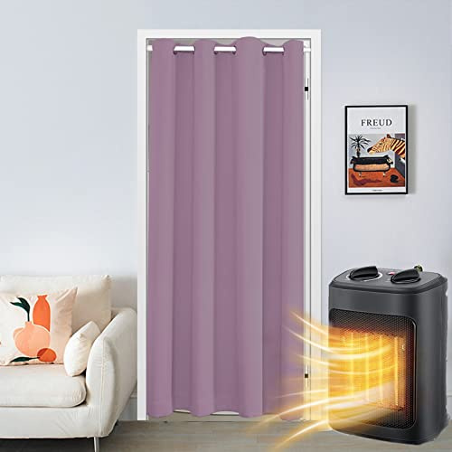 SK Studio Türvorhang Blickdicht Thermo Gardinen Vorhang mit Ösen Thermovorhang Kälteschut Wärmeisolierend für Schlafzimmer Tür Schrank Vorhang Helles Lila, 120x200cm
