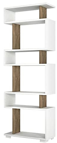 Librería,100% tablero de aglomerado rechapado en melamina, color blanco nogal