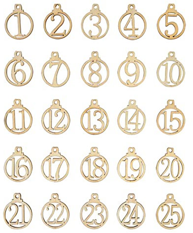 FnnEmg Kalender Nummer 1-25 Weihnachten Adventskalender Holz Weihnachtsschmuck Geschenkanhänger DIY. Weihnachtsdekorationen for Zuhause Weihnachten Party Decor Kalender