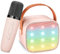Karaoke Maschine Kinder Mini Karaoke Maschine mit 1 Mikrofon Bluetooth-Lautsprecher mit LED-Lichtern und Stimmenverzerrer, Geschenk für Mädchen 3, 4, 5, 6, 7, 8, 9,10,11,12+ Jahre (Rosa)