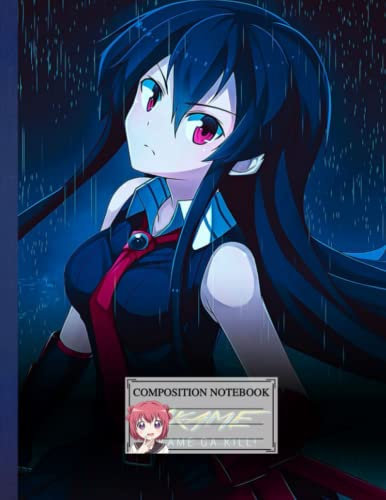 Composition NoteBook : Akame Ga Kill KLK Kurome 8 , 8.5 x 11 Inches, 110 page Student Teacher Gifts Anime Supplies Books For Children Girls Boy For Children Writing Notes Collage Ruled