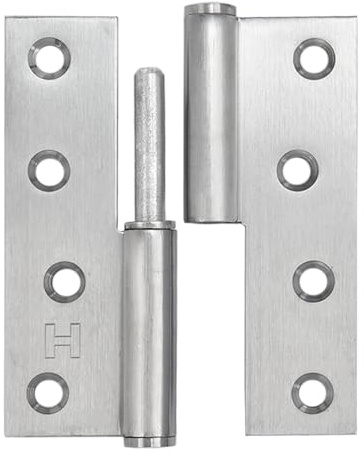MOZCORN Lift Off Hinges 4, Removable Door Hinge, Left Handed, 6 Pack | Stainless Steel Detachable H Hinge for Interior and Exterior Use, Brushed Nickel, Loading Capacity 200 Lbs, Rust-Resistant