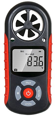 Irfora 8-in-1-Handheld-Digitalanemometer Windgeschwindigkeit/Windkälte/Temperatur/Luftfeucgkeit/Wärmeindex/Taupunkt/Luftdruck/Höhenmesser Digitaler Meteorograph mit