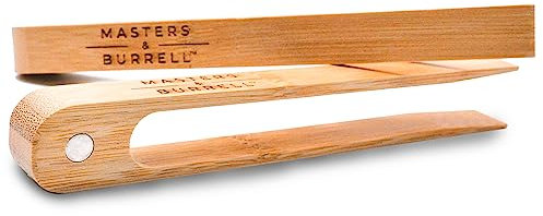 Masters & Burrell Magnetic Bamboo Toaster Tongs Kitchen Tongs for Grabbing Toast with Strong Magnet to Easily Attach on The Toaster 22cm x 2cm Set of 2