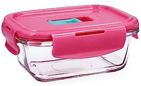 Luminarc Pure Box Holy Recipiente Rectangular Hermético Vidrio 12x9x7cm - 38cl Sodo Apto Microondas 100% Hermético