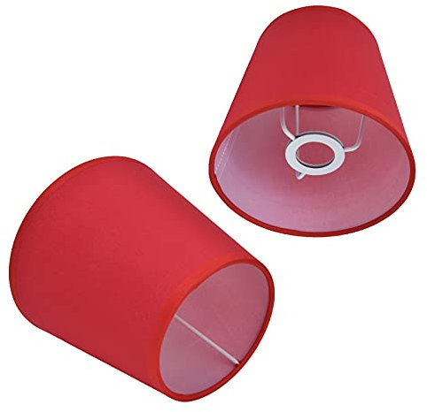 Lampenschirme Für Tischlampen, Kleiner Lampenschirm, Ersatz-Lampenabdeckung, Europäischer Stil, Stoff, Natürliches Leinen, Handgefertigt, Für E14 Kronleuchter, Tischlampe, Stehlampe, 2 Stück(Rot)