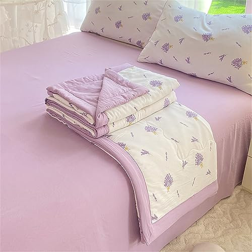 Odot Tagesdecke Bettüberwurf Steppdecke Sommer Blumen Wohndecke Weich Mikrofaser Bettüberwürfe Sofa Überwurfdecke Kuscheldecke Gesteppte für Einzelbett Doppelbett Kinder (200x230cm,Lavendel)