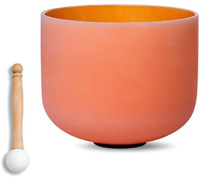 SOUNDELLO - 11 Sacro D Notes Quartz Crystal Singing Bowl for Healing, Mindfulness and Meditation, Yoga, Sound Baths, with Rubber Mallet O-Ring