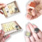ANTEVIA - Lot de 33 tampons encreur en bois + 2 encres dorée et noire|Lettres et Motifs|Effet brillant et paillettes|Loisirs créatifs scrapbooking|Couleurs : Noir et jaune doré (Wooden stamp or)