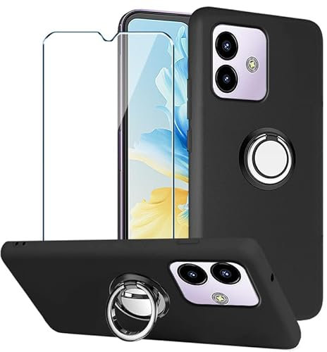 Xiangyun Handyhülle für Cubot Note 40 Hülle + 1 X Panzerglas Gehärtetem Glas Filmschutz Schutzfolien + 1 X Handy Ring, Schwarz Silikon Soft Fall TPU Leichte Protection Case Cover (6.56)